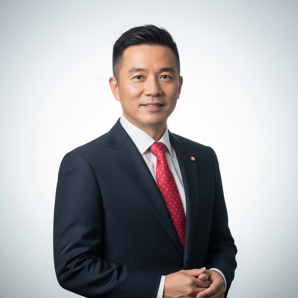 [一张精英范十足、穿着精致的亚洲男性肖像照]