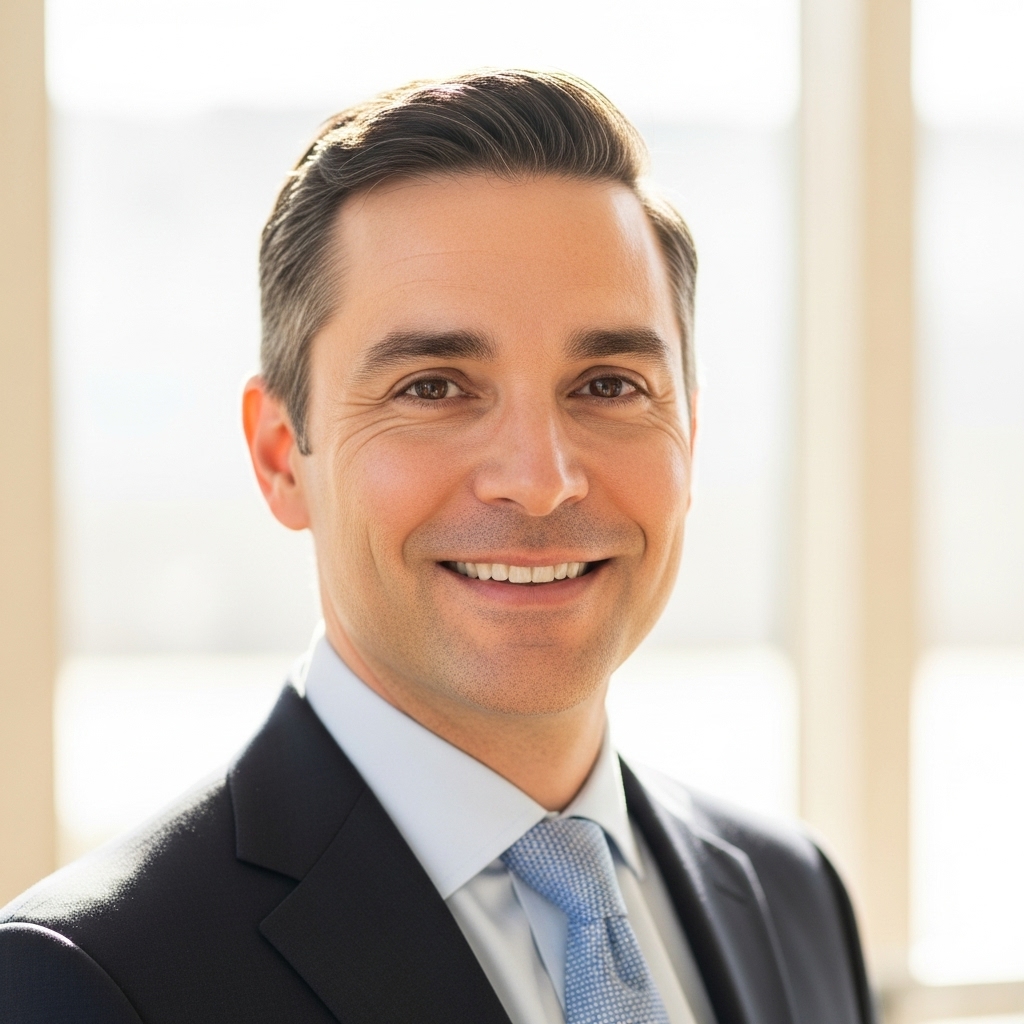 [一张友善、权威的男性肖像照]